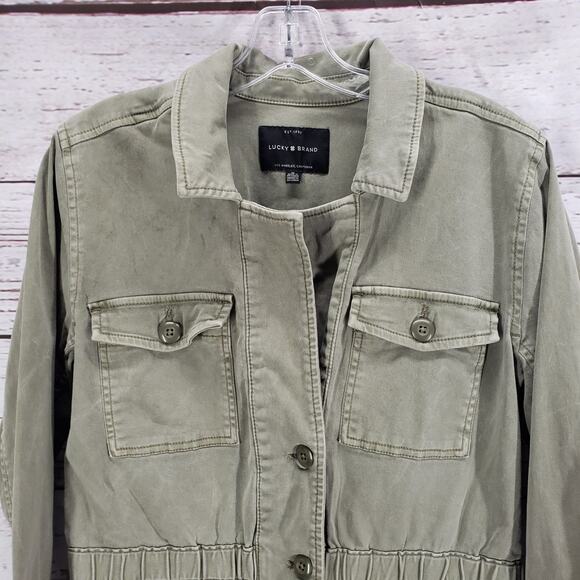 Lucky Brand Women's Green Cotton Blend Pockets Button Up Jacket Size Medium - Picture 12 of 13
